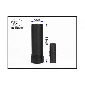 Модель глушителя c дульным тормозом 118mmQD Silencer W/Flash Hider/BK (Big Dragon)